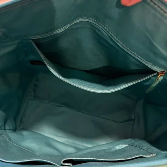 Rare Fossil Teal Satchel Leather Shoulder Bag Spring - Picture 3 of 11